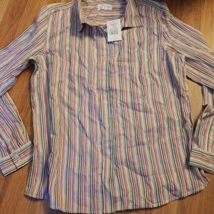 Women large striped button down top